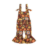 Flower Power - Baby Girl Jumpsuits Flare Bell Bottoms , Brown Multi.
